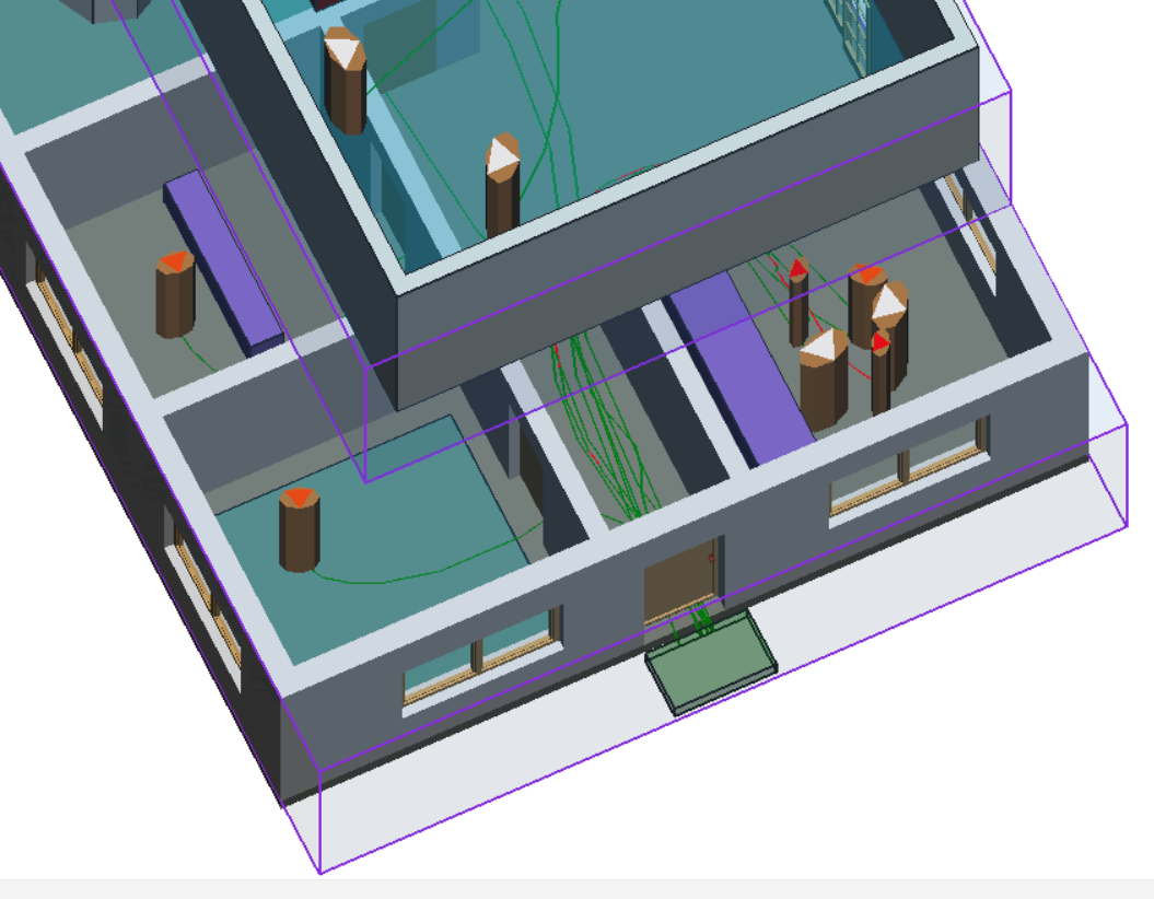 Ongoing evacuation within the imported BIM model