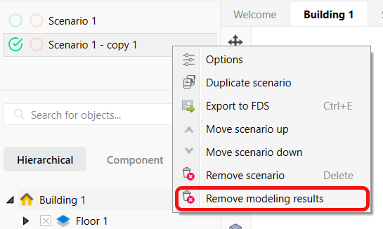 Deleting scenario simulation results