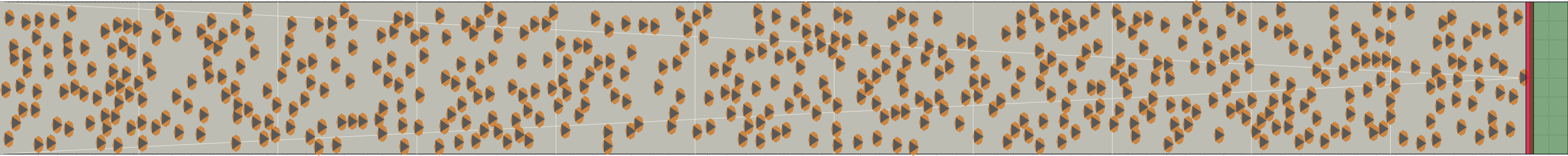 (f) Flow density 0,25 m²⁄m²